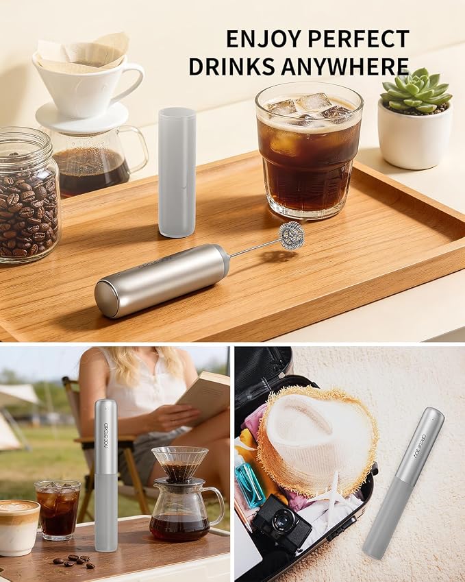 CIRCLE JOY Rechargeable Milk Frother Hanheld, Dual Coil Whisk Head Electric - Image 8