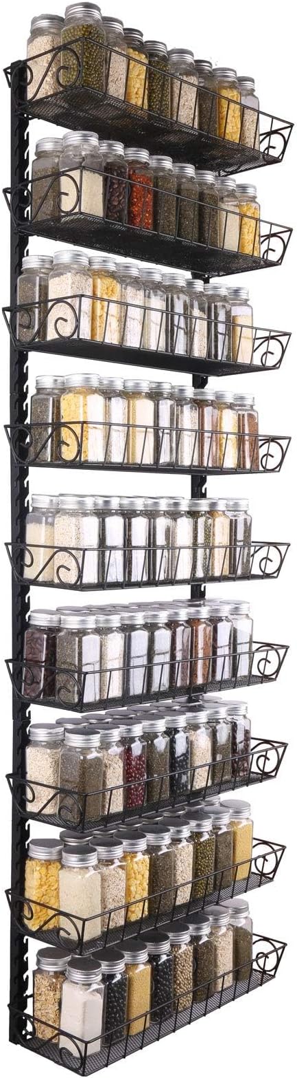 SWOMMOLY Adjustable Wall Mount Spice Rack, 9-Tier Dual-use Organizer - Image 5