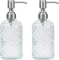 16 oz Diamond Pattern Glass Soap Dispenser, Kitchen and Bathroom Refillable by SDlumeiy
