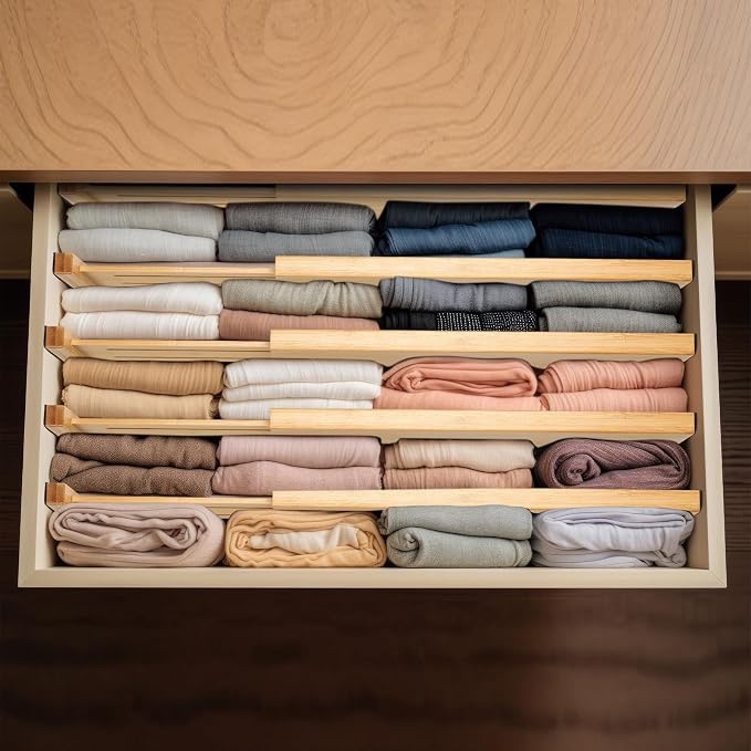Fabsome Dresser Drawer Organizers 6 Pack, 4.65'' High Adjustable from 17-22‘’ - Image 3