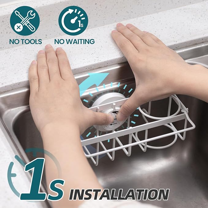 TAILI 4-in-1 Sink Caddy with Strong Suction Cup, Sponge Holder - Image 2