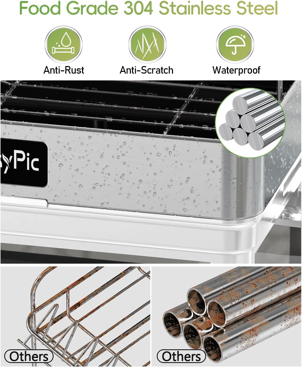 2 Tier Dish Drying Rack, Thicker Premium 304 Stainless Steel Dish