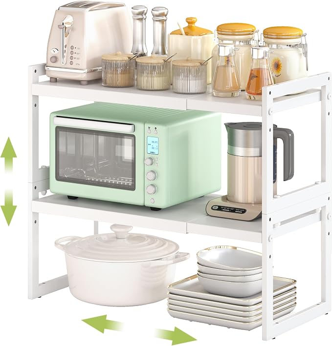 DOLALIKE Expandable Kitchen Countertop Organizer, Stackable Cabinet Shelf by DOLALIKE