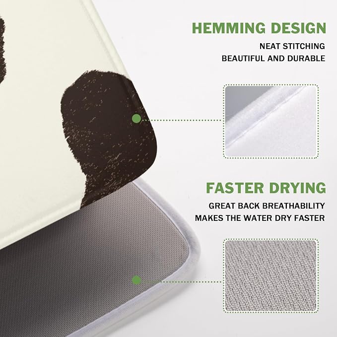 Milk Cow Drying Mat 18x16 Inch, Cattle Fur Farmhouse Dish Drainer Mats Summer - Image 4