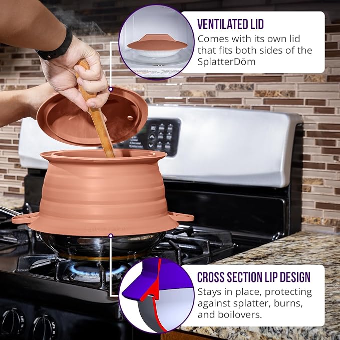 L.I.Q Silicone Splatter Guard – Fits 10 and 12 Inch Pots – Microwave Safe and - Image 5