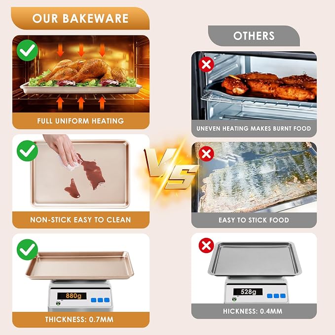 Baking Sheet Pan Set of 3, Commercial Cookie Sheets - Image 3