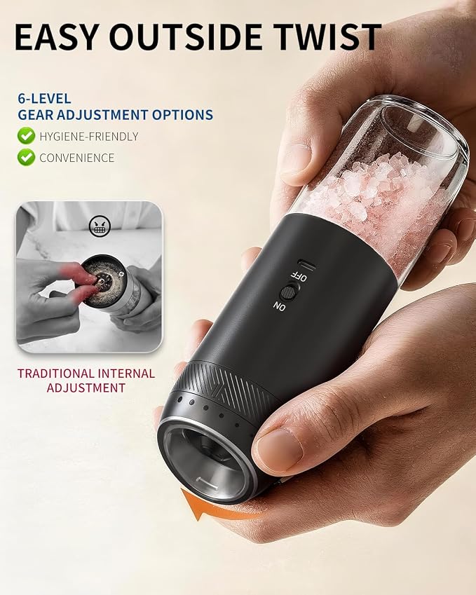 CIRCLE JOY Gravity Electric Salt and Pepper Grinder Set Rechargeable Automatic - Image 4