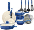 GreenLife 16 Piece Nonstick Cookware Set, Soft Grip Non-Toxic PFAS-Free Ceramic by GreenLife