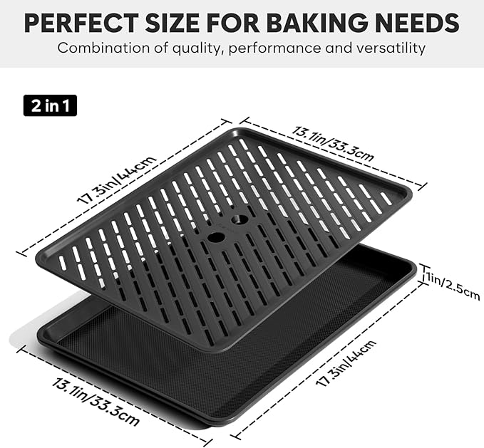 Half Sheet Pan with Cooling Rack 17.3” x 13.1”, Cookie Sheets - Image 2