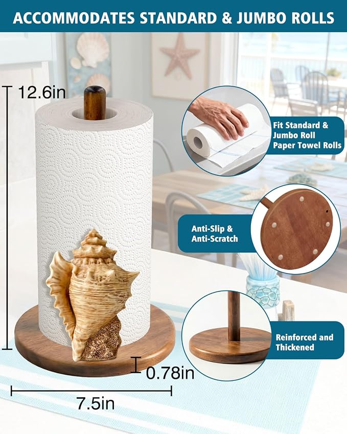 Conch Paper Towel Holder, Coastal Beach House Decor - Image 5