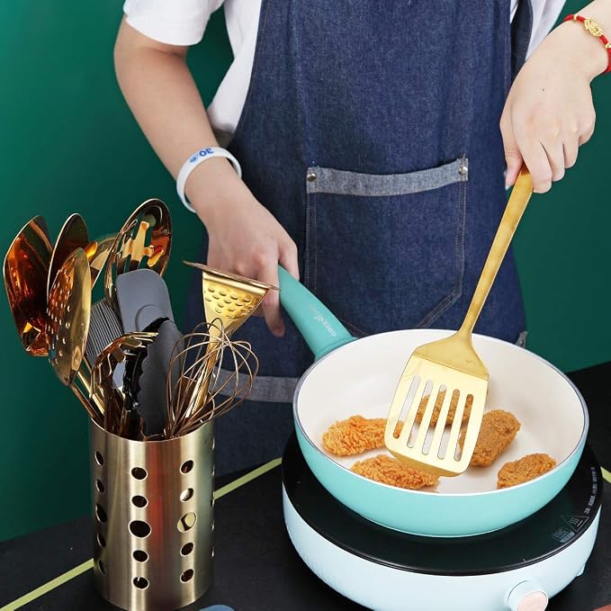 Gold Spatulas, Berglander Slotted Turner Titanium Gold Plating, Metal Turner - Image 8