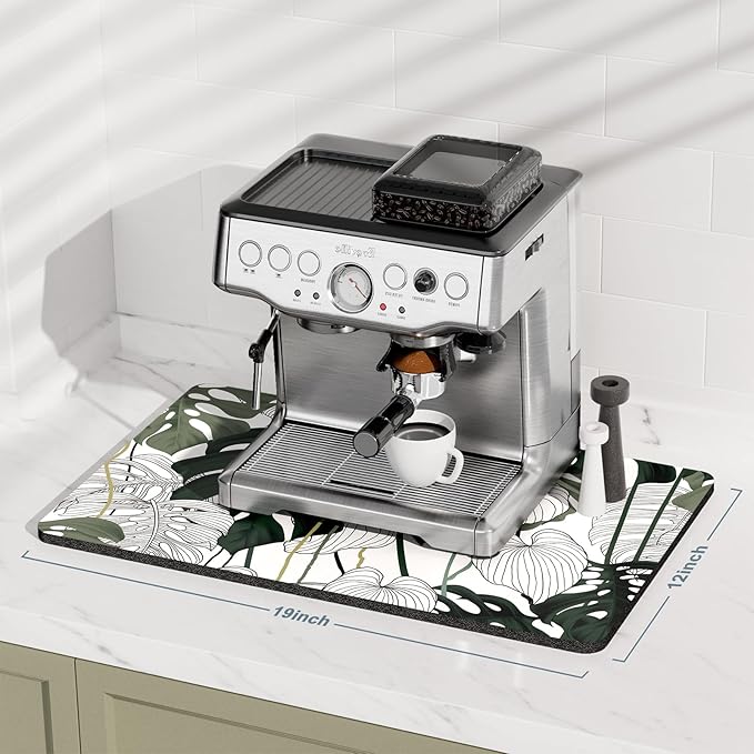 Rnivvi Coffee Mat, Hide Stain Rubber Backed Absorbent Dish Drying Pad - Image 2