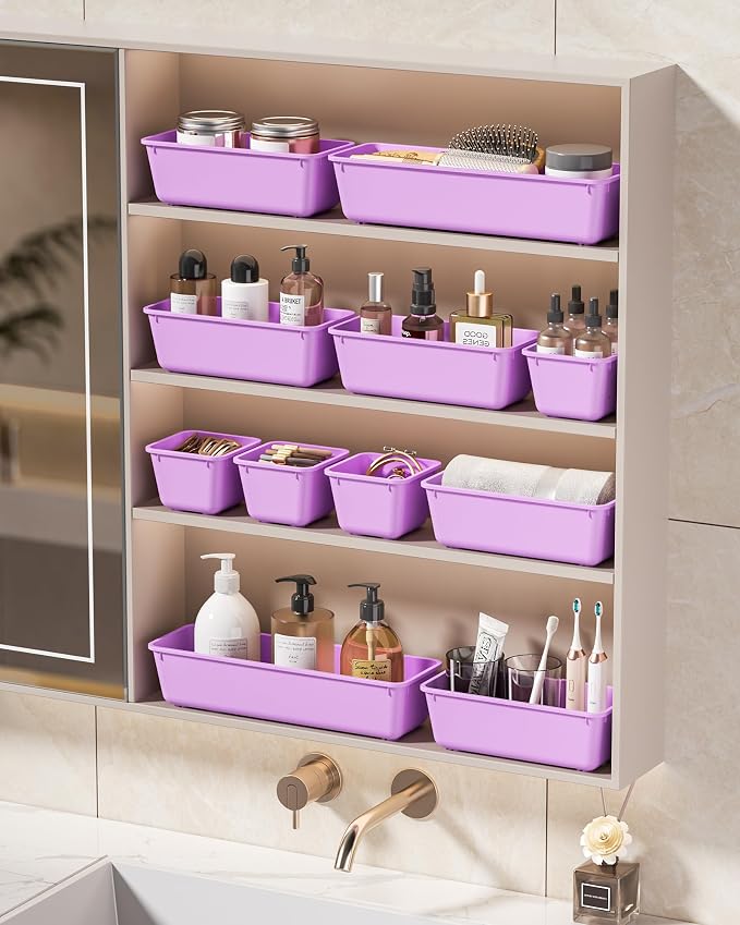 KEMETHY 25 PCS Plastic Drawer Organizers Set, 4 Sizes Vanity Organizer - Image 7