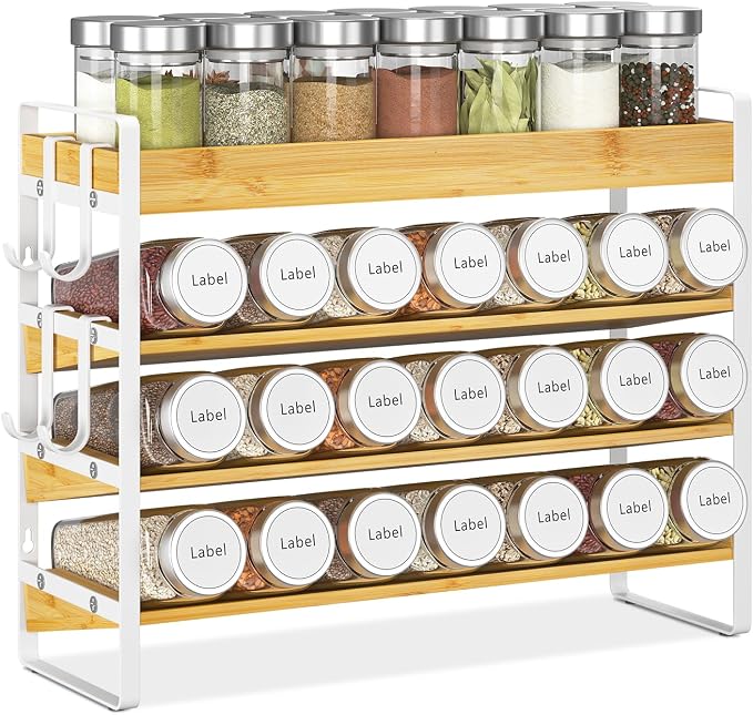 EsLuker.ly Spice Seasoning Rack Organizer Kitchen Countertop, 4 Tier Bamboo by EsLukerly