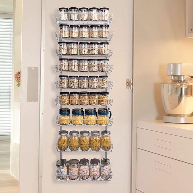SWOMMOLY Adjustable Wall Mount Spice Rack, 9-Tier Dual-use Organizer - Image 5