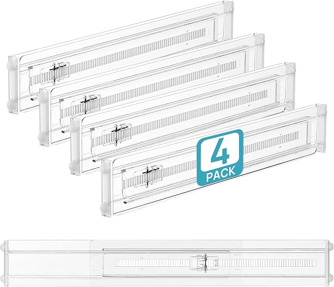 Vtopmart 4 Pack Shallow Drawer Dividers, 2.36" High 12.5"-20.8" Adjustable by Vtopmart