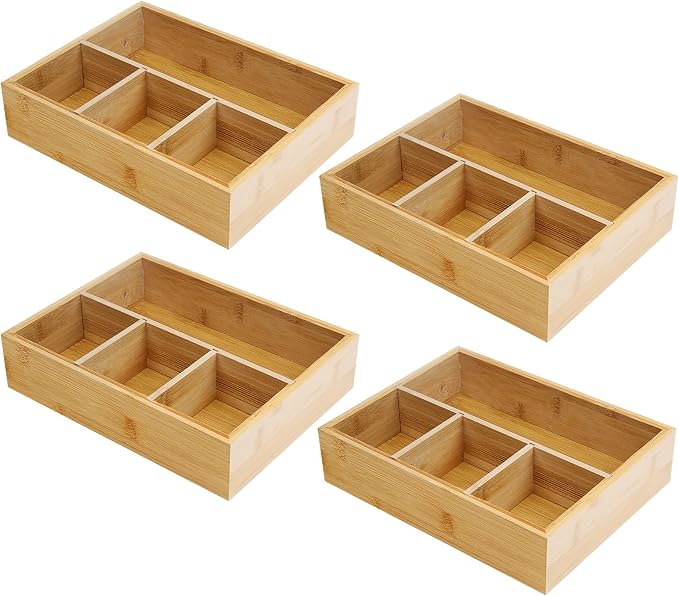 4 Pack Bamboo Tea Bag Organizer, Tea Bag Storage by VOCMUGY