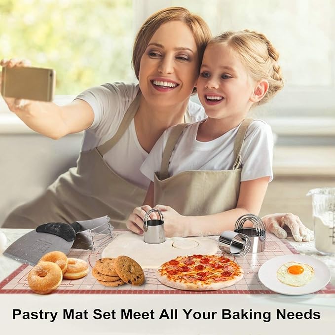 Biscuit Cutter, Pastry Cutter, Bench Scraper, Silicone Pastry Dough Baking Mat - Image 4