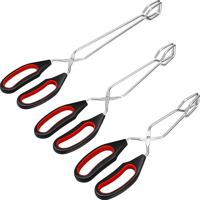 Boao 3 Pack Stainless Steel Scissor Cooking Tongs Kitchen Wire Metal Tongs by Boao
