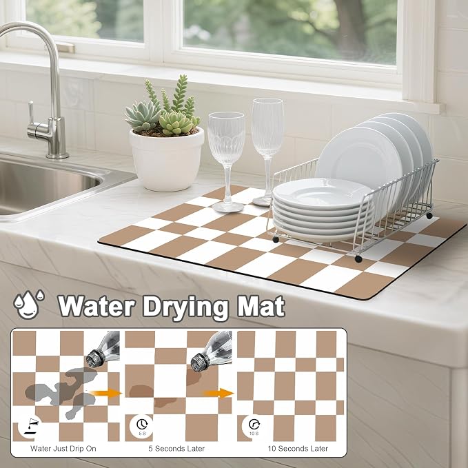 Dish Drying Mats for Kitchen Counter, Waterproof Coffee Mat for Countertop - Image 2