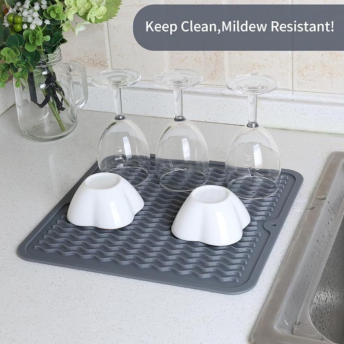 ZLR 2 Pcs Silicone Dish Drying Mat 12" x 12" Square - Image 3