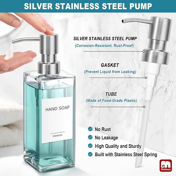 GMISUN Glass Soap Dispenser - Image 3