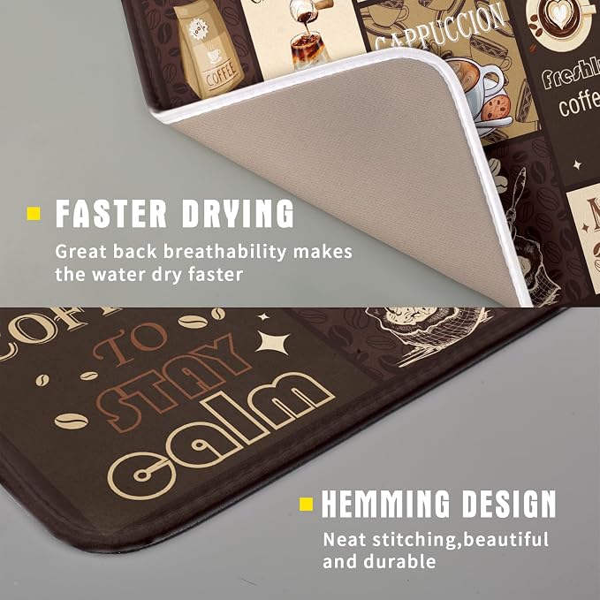 Brown Coffee Dish Drying Mat 16x18 Inch Coffee Cup Espresso Machine Pad - Image 3