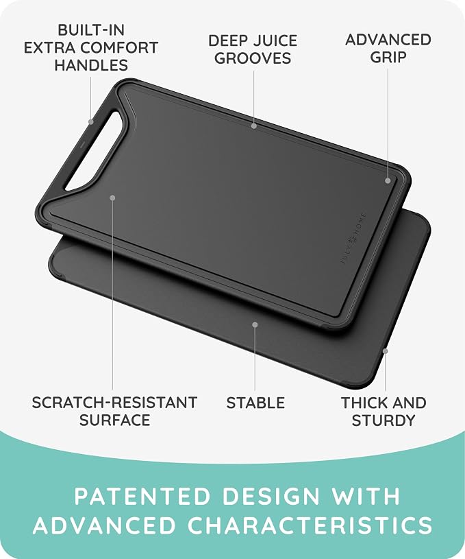 Cutting Boards for Kitchen, Plastic Cutting Board Set of 3, Dishwasher Safe - Image 2