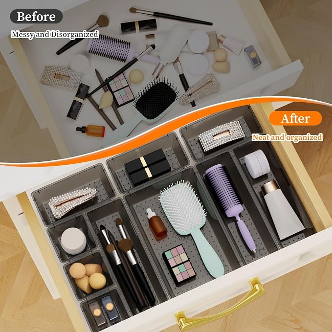 StorMiracle 32 PCS Clear Plastic Drawer Organizer Set, 4-Size vanity organizer - Image 5