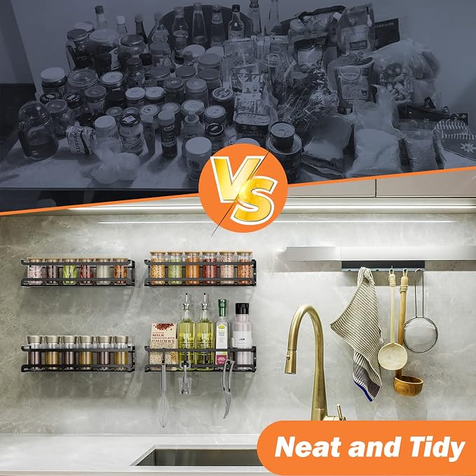Bunoxea Spice Rack wall mounted 2 Pack, Space-Saving Spice Organizer - Image 5