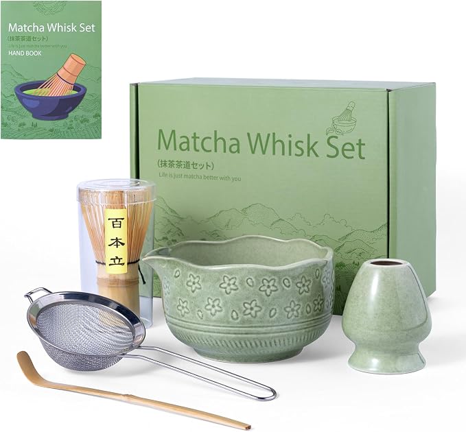 Matcha Whisk Set, Bamboo Whisk, Bamboo Scoop, Stainless Sifter by Unknown