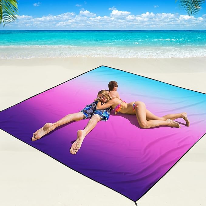 WIWIGO Beach Blanket Waterproof Sandproof Beach Mat 79" X 83"/10'x9'for 2-8 by WIWIGO