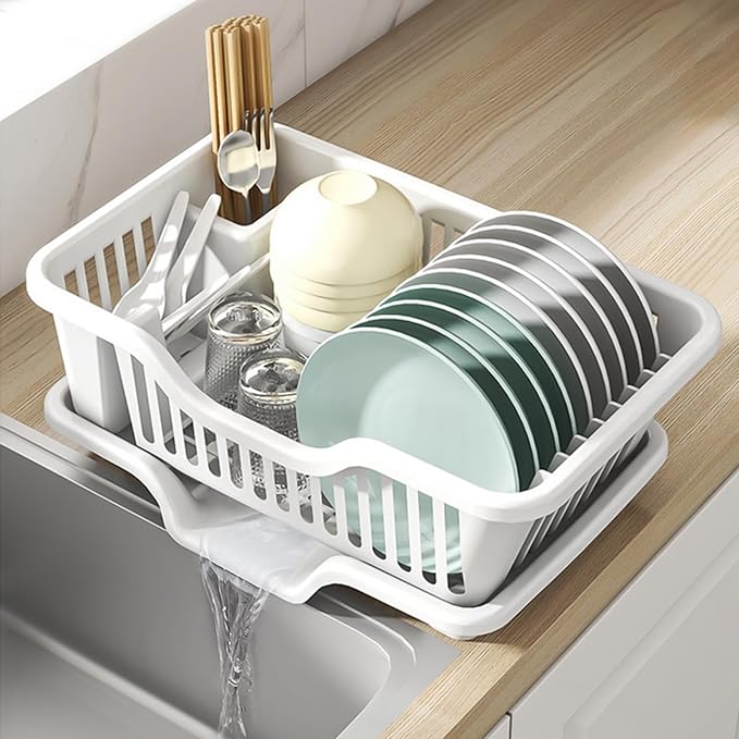 Noamus 2-Piece Plastic Dish Drying Rack, Heavy Duty Sink Set Dish Rack by Noamus
