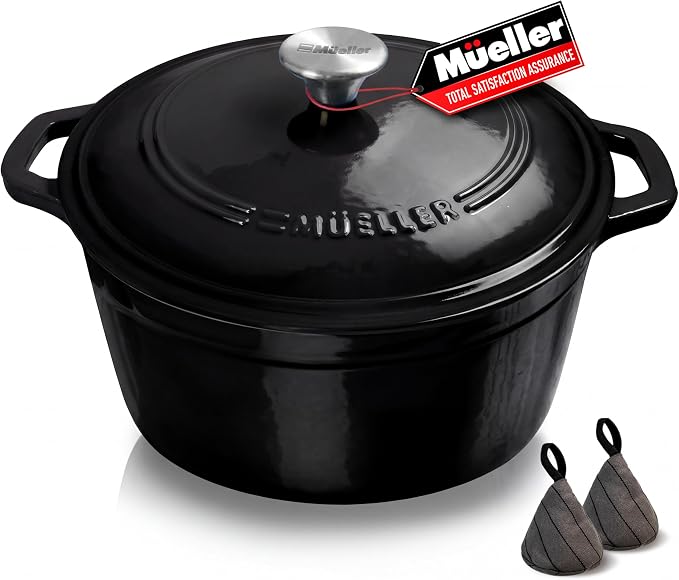 MUELLER HOME 6 Quart Enameled Cast Iron Pot Dutch Oven, Heavy-Duty Oven-Safe up by MUELLERHOME