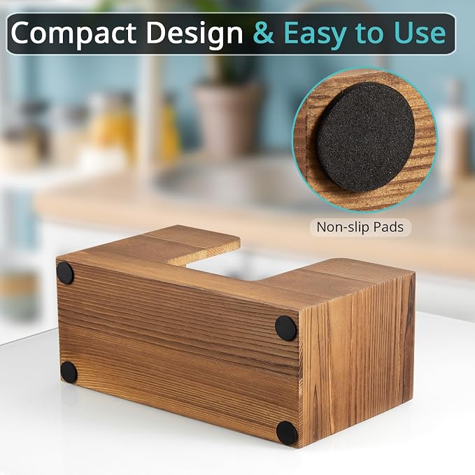 Paper Towel Dispenser Countertop, Burnt Wood Bathroom Paper Towel Holder - Image 4