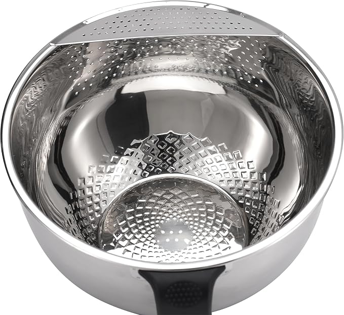 Rice Washer Strainer Bowl Quinoa Washing Bowl whit Handle Stainless Steel - Image 4
