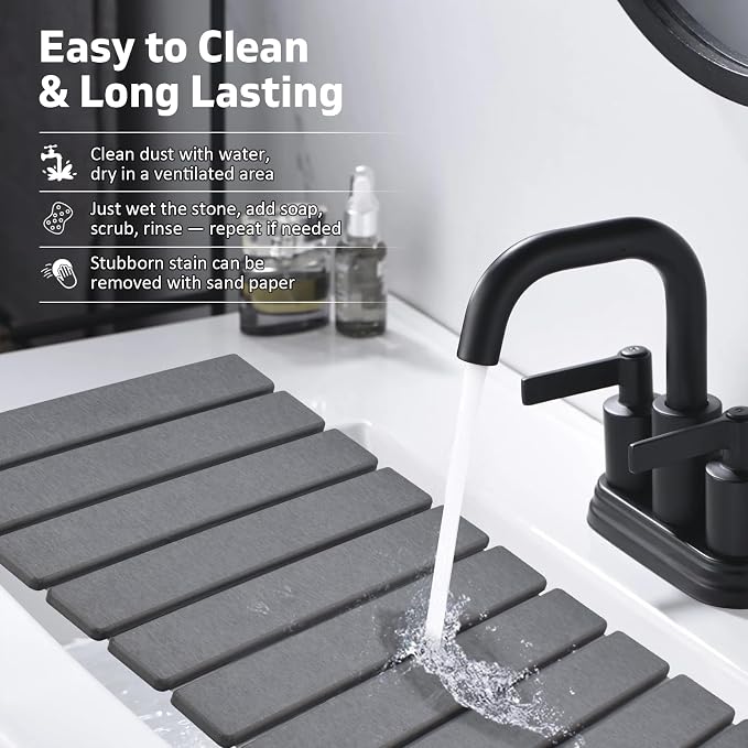 Large Stone Dish Drying Mat for Kitchen Counter, Collapsible Quick Dry Dish - Image 6