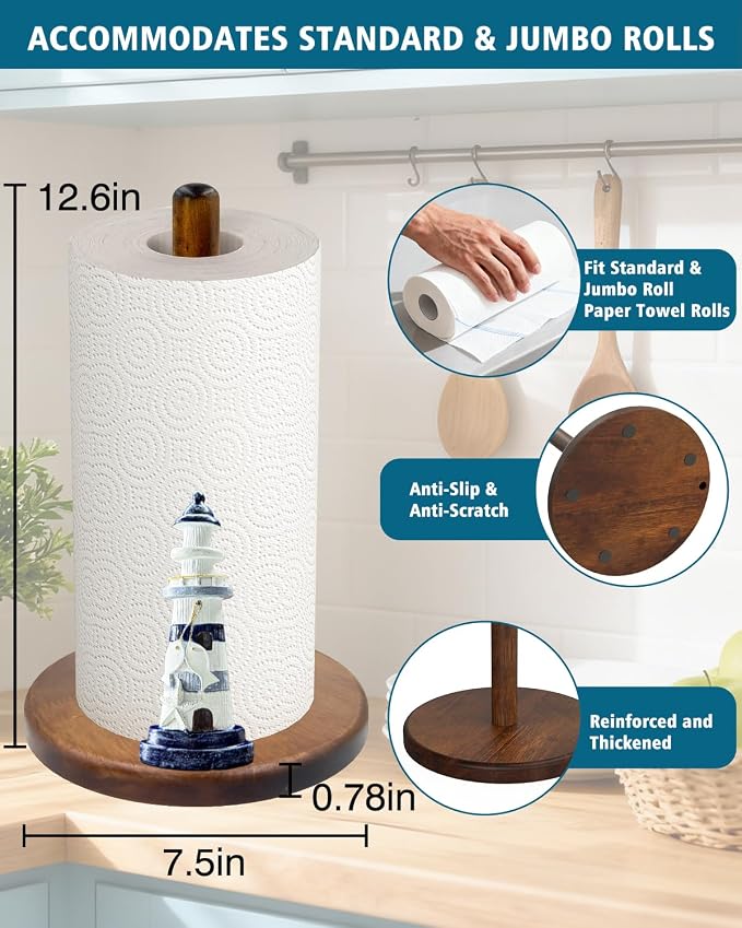Lighthouse Paper Towel Holder, Nautical Coastal Beach Ocean Decor - Image 5