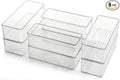Hudgan 8 Pack Clear Plastic Drawer Organizers Set, Stackable Deep Drawer by HUDGAN