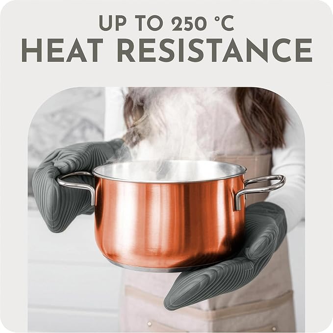 Extra Long Silicone Oven Mitts and Pot Holders Sets | Heat Resistant 500°F - Image 5