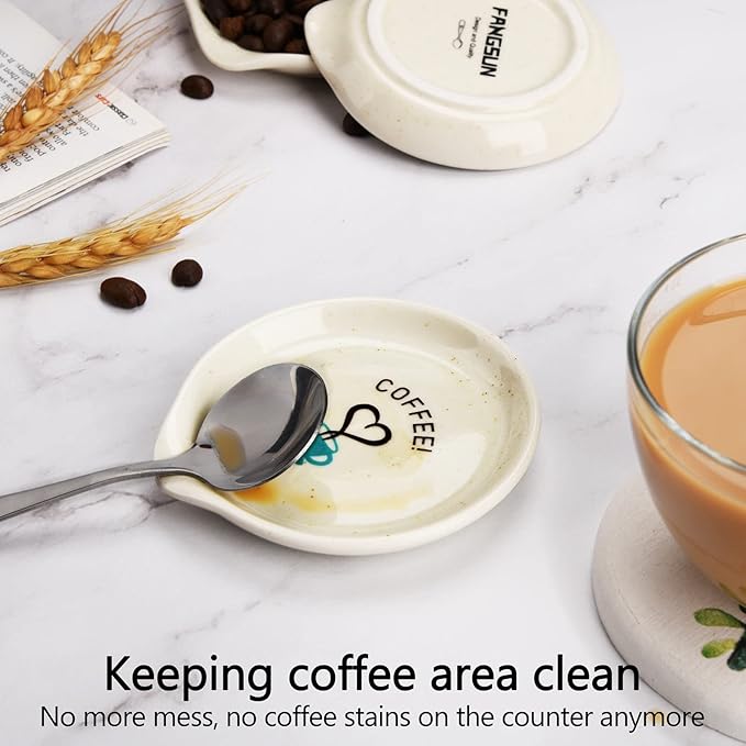 FANGSUN Coffee Spoon Rest, 3.5 Inch Ceramic Spoon Holder - Image 2