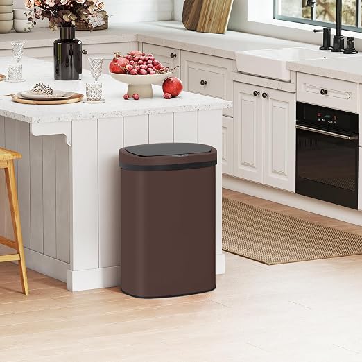 PayLessHere | 13 Gallon Stainless Steel Trash Can | Brown | Automatic Touchless - Image 2