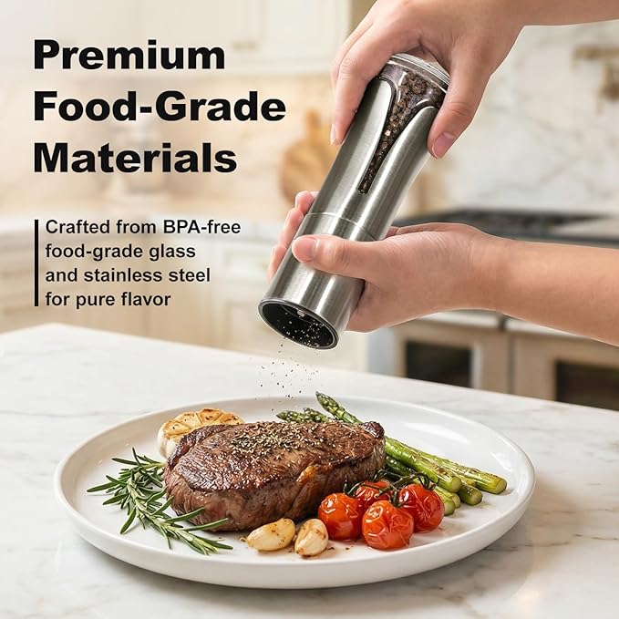 Aelga Pepper Grinder with Silicone Funnel - 4oz Glass Manual Mills with - Image 6