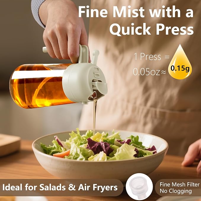 SWEET VIEW 2PCS Oil Sprayer for Cooking, 16oz/470ml Glass Oil Dispenser/Pour - Image 3