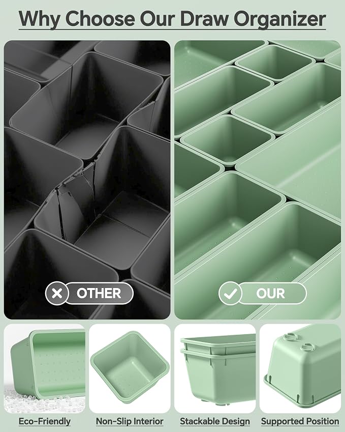 KEMETHY 25 PCS Plastic Drawer Organizers Set, 4 Sizes Vanity Organizer - Image 5