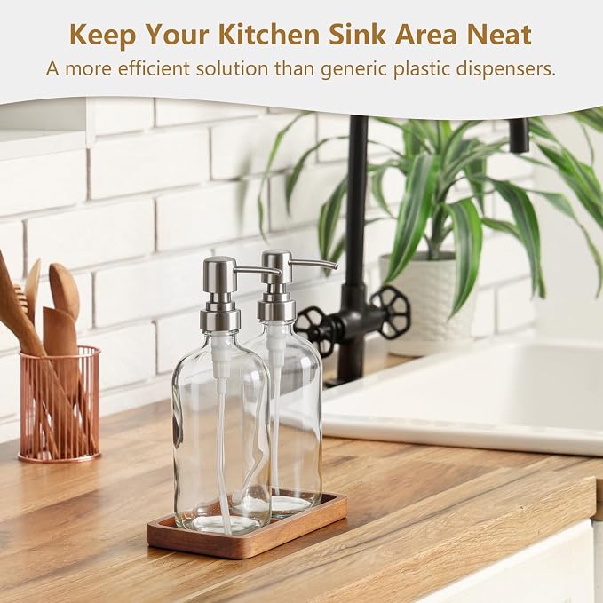 Clear Glass Soap Dispenser Set - Image 2