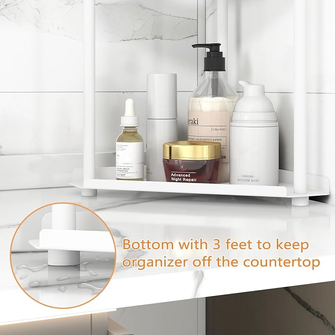 Jesginboo 3 Tier Bathroom Counter Organizer, Vanity Organizer Corner Shelf - Image 4