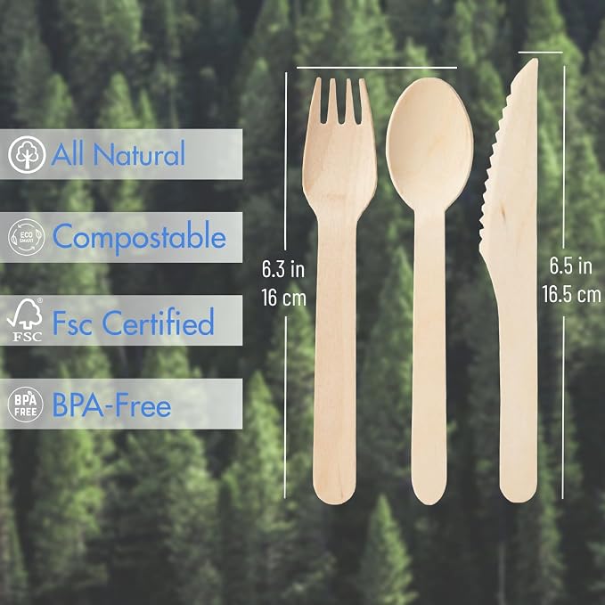 Compostable Wooden Utensils Set - Image 3