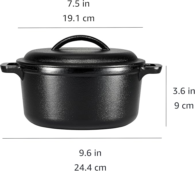 Amazon Basics Pre-Seasoned Cast Iron Mini Dutch Oven Pot - Image 4