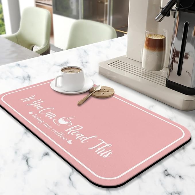 Coffee Bar Mat for Countertops 23inx15in, Absorbent Hide Stain Anti-Slip Cafe - Image 2